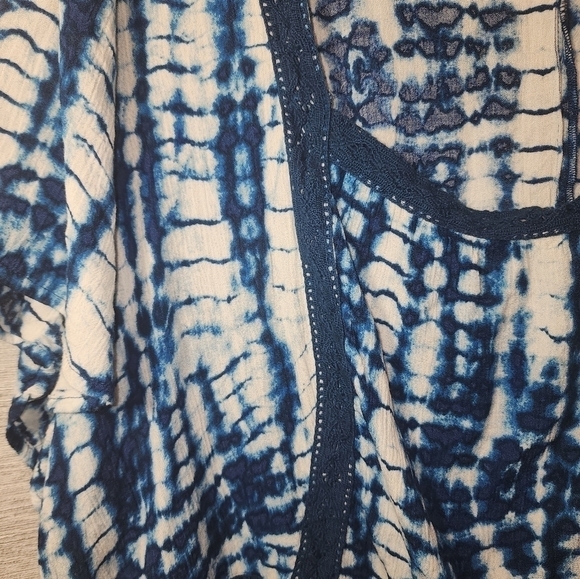 Lane Bryant 22 Square Neck Tie-dye Crochet Trim Blue White - Picture 5 of 8